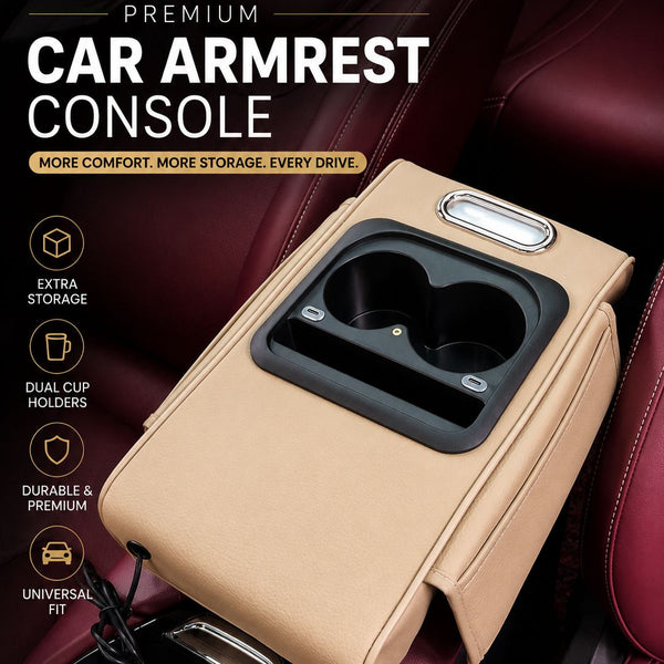 Multi-Function Car Armrest with Cup Holder & LED Star Roof Light