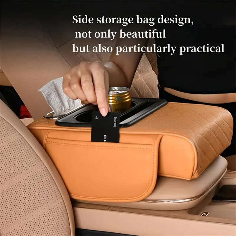 Carvan Car Armrest Cushion with Cup Holder and Tissue Box